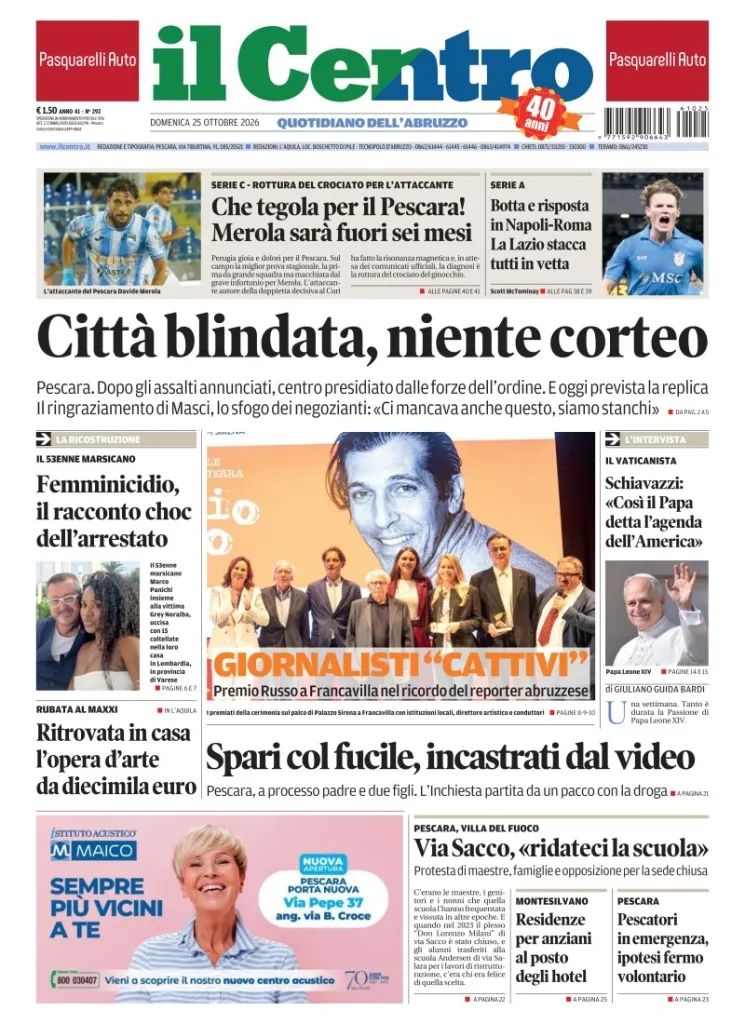 Prima-pagina-il centro-oggi-edizione-del-2026-10-25